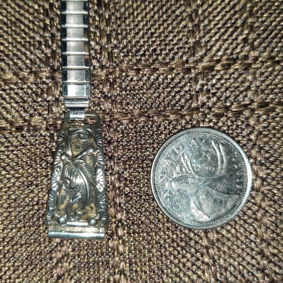 Vintage 1970s Navajo Native American C. Lee Signed Sterling Silver Watch Band - Picture 6 of 13